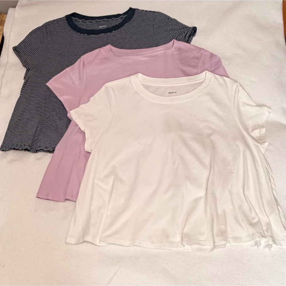 Anthropologie Maeve Caitlin Boxy Tee Lot of 3 NWOT Women's M Cotton Shirts